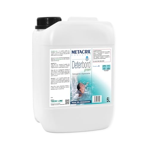 Metacril Deterbord Green, Eco Nettoyant et Dégraissant à pH Neutre, pour Ligne de Flottage, Idéal pour Piscine et Spa Hydromassage - 5 L