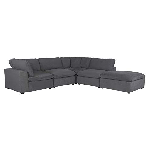 Lexicon Fabric Sectional Sofa and Ottoman Set, Gray