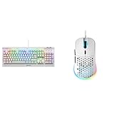 Sharkoon Skiller Mech SGK3 Mechanische Gaming Tastatur (mit RGB Beleuchtung, Blaue Kailh Schalter, PBT-Tastenkappen-Set), weiß & Light² 180 Gaming Maus weiß, 4044951031092
