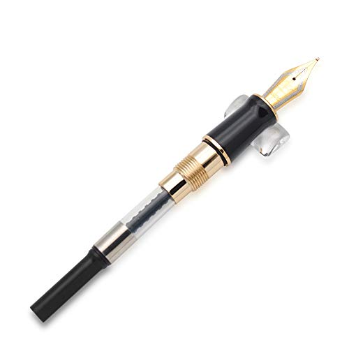 Jinhao 82 Penna stilografica in acrilico, punta media in iridio con convertitore d'inchiostro, design classico trasparente viola, penna di scrittura fluida (finiture argentate