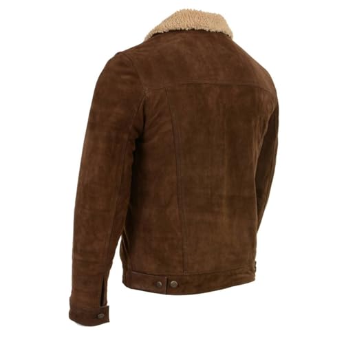 Milwaukee Leather Vintage SFM1817 Men's Brown Suede Leather Fashion Coat Jacket w/Plush Sherpa Inside Lining4
