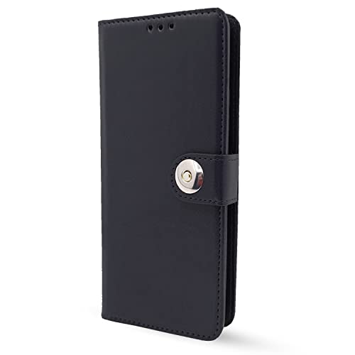 Image of Pikkme Poco X5 5G / Redmi Note 12 5G Flip Cover Leather Finish | Inside TPU with Card Pockets | Wallet Stand and Shock Proof | Complete Protection Button Flip Case (Black)