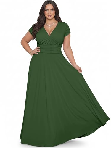 Image of KOH KOH Womens Sexy Cap Short Sleeve V-Neck Flowy Cocktail Gown