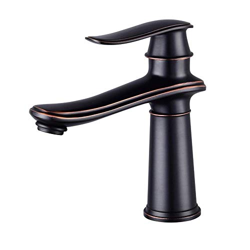 Rubinetto Miscelatore Americano Nero Freddo Rubinetto Lavandino Monoforo Tutto Bronzo Corpo Principale Rubinetto Lavabo Lavamani Lavabo Rubinetto Rubinetti Miscelatori (Size : 20.1Cm) It's so kind of