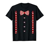 Red Hearts Bow Tie Suspenders Valentines Day Costume T-Shirt