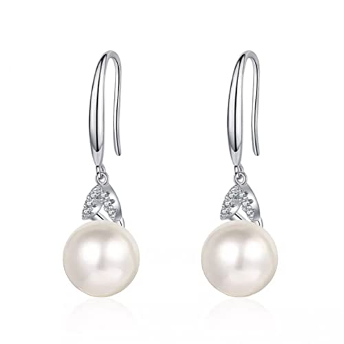 Boucles d'oreilles perles d'eau douce 10mm et moissanite VVS en argent 925