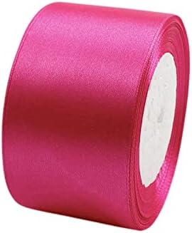 Rose Red Wide Satin Ribbon for Gift Wrapping 2 inch,25 Yards Continuous Ribbons Roll,Christmas Gift Ribbon Thick Solid Color Fabric Ribbon for Crafts,Wedding Car,Hair Bow Making,Wreath,Bouquet
