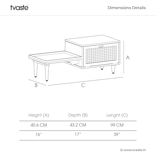 Image of KOVA Solid Sheesham Wood Coffee Table & Centre Table for Living Room with Lift-Down Shutter Storage and Open Side Tray (Wavy, Walnut Finish)