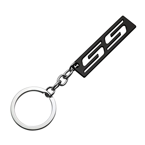 MDDA SS Keychain Stainless steel Chrome Finish Emblem Car Key Ring Replacement For SS (Black)
