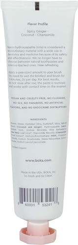 Boka Coco Ginger Natural Toothpaste, Nano-Hydroxyapatite for Remineralizing, Sensitivity and Whitening, Fluoride-Free, Dentist Recommended for Kids and Adults, Made in USA, 4oz (Pack of 1)