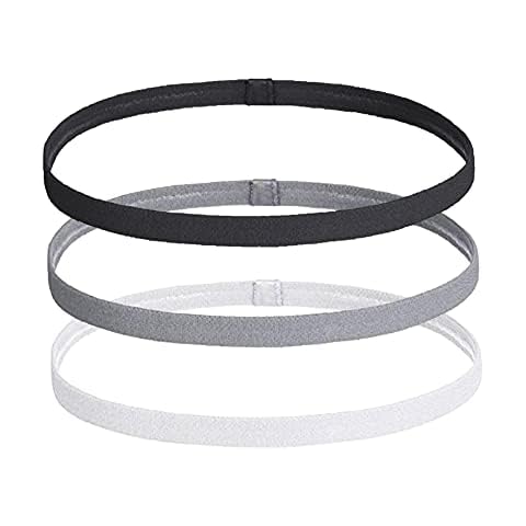 3pcs Elastic Sports Headbands, Sport Hair Band for Women Mens Non Slip, Silicone Grip Sport Hairband Thin Head Bands For Running/Gym/Hockey/Football/Yoga (Black,Grey,White) Cover