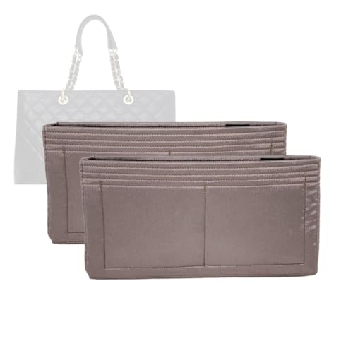 Zoomoni Silky Purse Organizer for Chanel GST XL (Grand Shopping Tote) (Set of 2) (Handmade/4 Color Options) [Silky Satin, Silk Liner, Insert, Shaper]