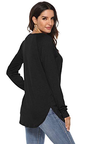 Fall Clothes For Women,Loose Batwing Dolman Sleeve Basic Layering Tunic Tops (M,Black) #TOP4