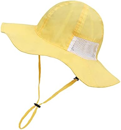 jerague Baby Boy Sun Hat Breathable & Adjustable Kids Toddler Girl Wide Brim Summer Swim Outdoor Beach Hats UPF 50+ Sun Protection Yellow