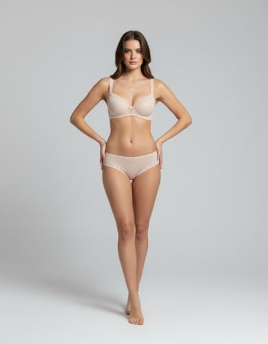 Image of M R Shopzilla Women's Underwire Premium Lycra Silk Bra and Panty Set - Seamless T-Shirt Bra with Matching Mid-Rise Panty - Smooth, Stretchable Lingerie Set for Everyday Comfort & Style