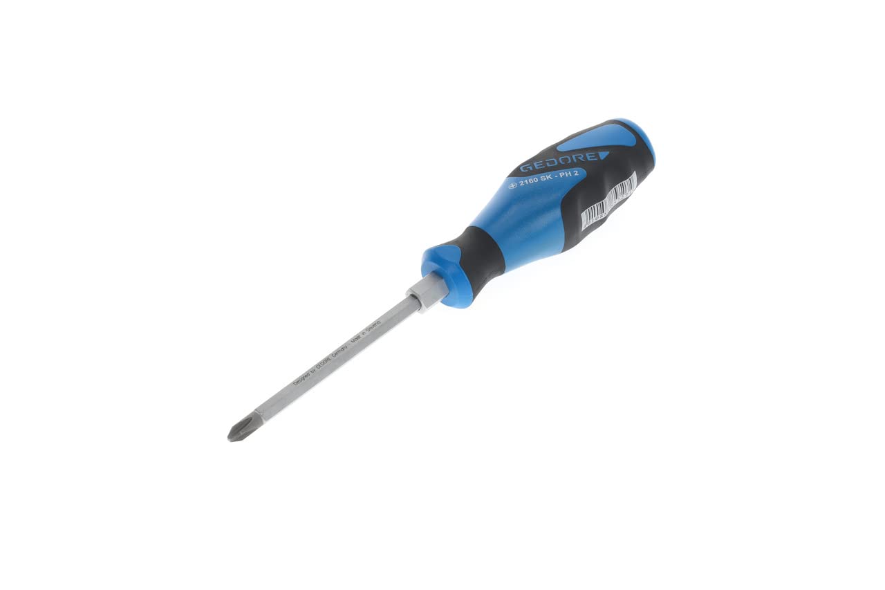 Gedore Blue/Black Screwdriver Phillips Ph0 With Striking Cap, Screwdriver, 3-Component Handle, Length 205 Mm, Tool, 2160Sk Ph 2
