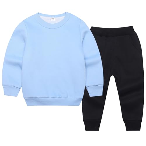 Chándal para niño de dos piezas azul cielo con sudadera juvenil y pantalón deportivo 7-8 años