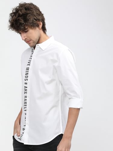 Image of Highlander Men's Slim Fit Casual Shirt | Typography Print | Button Closure | Trendy, Breathable & Comtable All-Day Wear