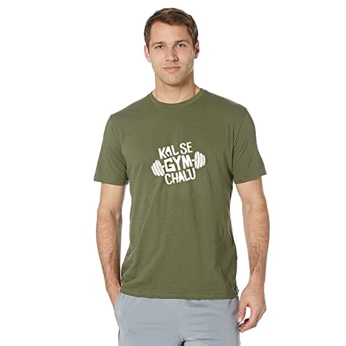 Image of T-Shirt for Men KAL SE Gym CHALU Funny Hindi Quotation, Graphic and Typography t-Shirt