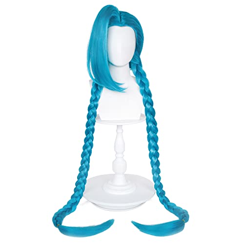 LabeautÃ© Jinx Wig Blue Cosplay Wig LOL Costume Women Long Braid Cosplay Wig League of Legends Cosplay Wig