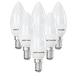 paul russells LED Light Small Edison Screw E14, 60watt Equivalent, 6.5W 806LM LED Bulbs, 2700K Bright Warm White, Frosted C35 SES Candle Energy Saving Non-Dimmable Chandelier Lightbulbs, 6 Pack