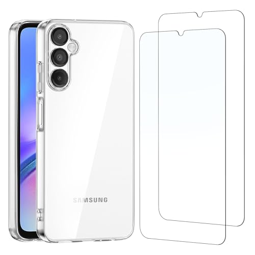 NEWC Hülle für Samsung Galaxy A05s - Ultra Transparent Silikon Weiches TPU Gel und 2 × Panzer Schutz Glas für Samsung Galaxy A05s - Kratzfest