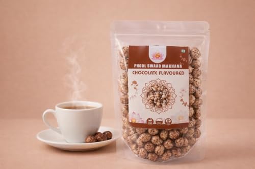 Image of PHOOL SWAAD Chocolate Roasted Makhana (110GM) - Sweet Crispy Fox Nuts | Dark Chocolate Infused Gourmet Lotus Seeds | Healthy Diet Dessert Snack, High Protein, Plant-Based