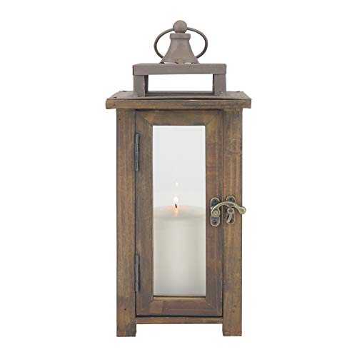 Stonebriar Decorative Rustic Wooden Hurricane Candle Lantern With Handle And Hinged Door, Small, Brown #TOP3