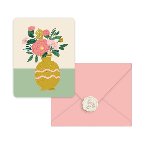 Image of Studio Oh! Blank Note Cards with Envelopes and Wax Seals, Boxed Stationery Set, All Occasion Cards for Thank You Notes, Letters, Gifts and Keepsakes, Dreaming of Flowers