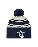 New Era Dallas Cowboys Bommelmütze für Kinder NFL Fanartikel Wintermütze Strick Teamlogo Sideline Jungen Mädchen weiß blau - Youth