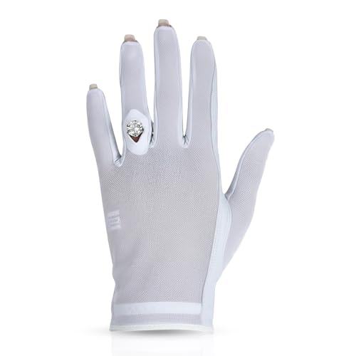 Lady Classic Solar Nail &Amp; Ring Women’s Golf Glove – Violet Filter Fabric, Spf 10 Uv Protection, Breathable &Amp; Lightweight For Even Tan – Left Hand – White