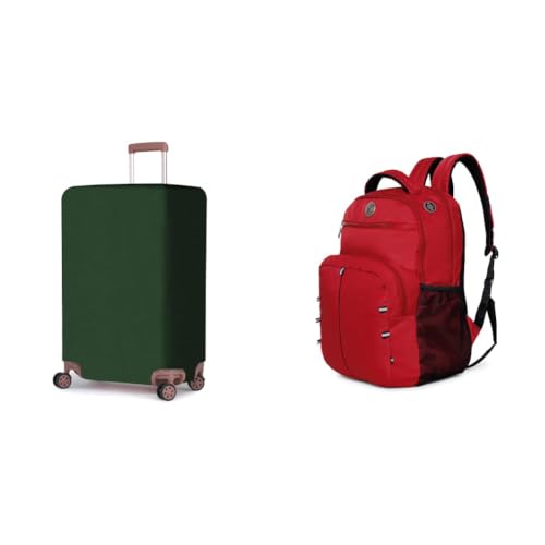 Image of ACEPACK Polyester Fabric Stretchable & Washable Protective Luggage Cover Large Check in Fit Size + Global 25.91 Liters Water Repellant 17.32 inch Laptop Backpack with Rain Cover for Casual,