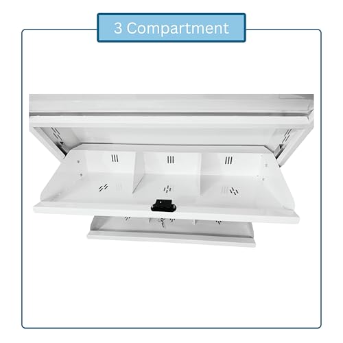 Image of Premium 4 Door Wall Mount Metal Shoe Rack | 30 inch Wide | Fits Size 12 Shoes | Dual Lock 2+2 Door Setup (Premium White, 4 Door)