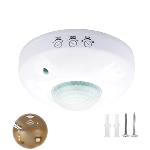 Capteur de Présence à Montage au Plafond 1PC PIR, Interrupteur de Détecteur de Mouvement Haute Sensibilité 220-240V, Plage de Détection de 6m à...