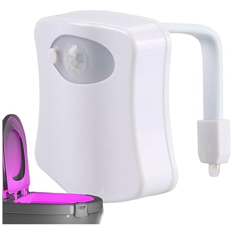 Huasean Motion Sensor Toilet Night Light 16 Colors Changing Home Toilet Light Body Motion Sensor Toilet Bowl Seat Lamp Hanging Ambient Light Toilet Sensor Light Cover