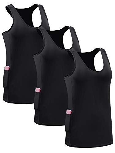 Image of NELEUS Women's Sleeveless Sports Tees Racerback Yoga Workout Tank Top, 06# Black /Black /Black, 3 Pack, Large