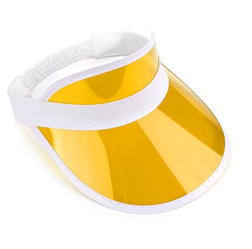 The Fancy Dress Unisex Retro 80s Neon Sun Visor Hat Headband Cap for Golf Tennis Stag Poker Party (Yellow)