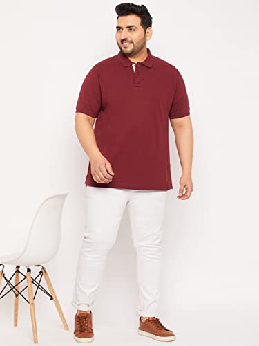 Image of Club York Men Cotton Blend Half Sleeve Polo Neck Solid Plus Size T-Shirt