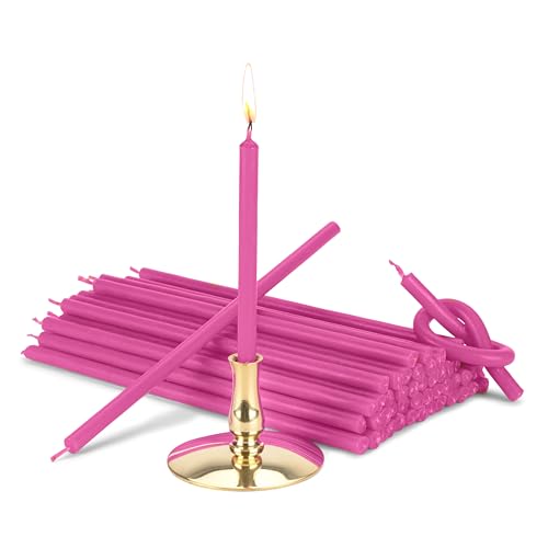 NKlaus - Candleholder with Stick Candles Pink drip-sootfree Thin L 16cm Paraffin Wax 40011, Gold,pink,silver