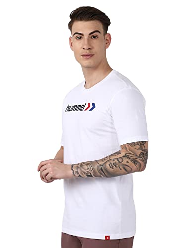 Image of hummel Ombi Round Neck Cotton Rich Half Sleeve Solid Regular fit Cottonpoly T-Shirt for Men Comfortable Soft Breathable Fabric Stretchable for Everyday Use Ideal for Casualwear