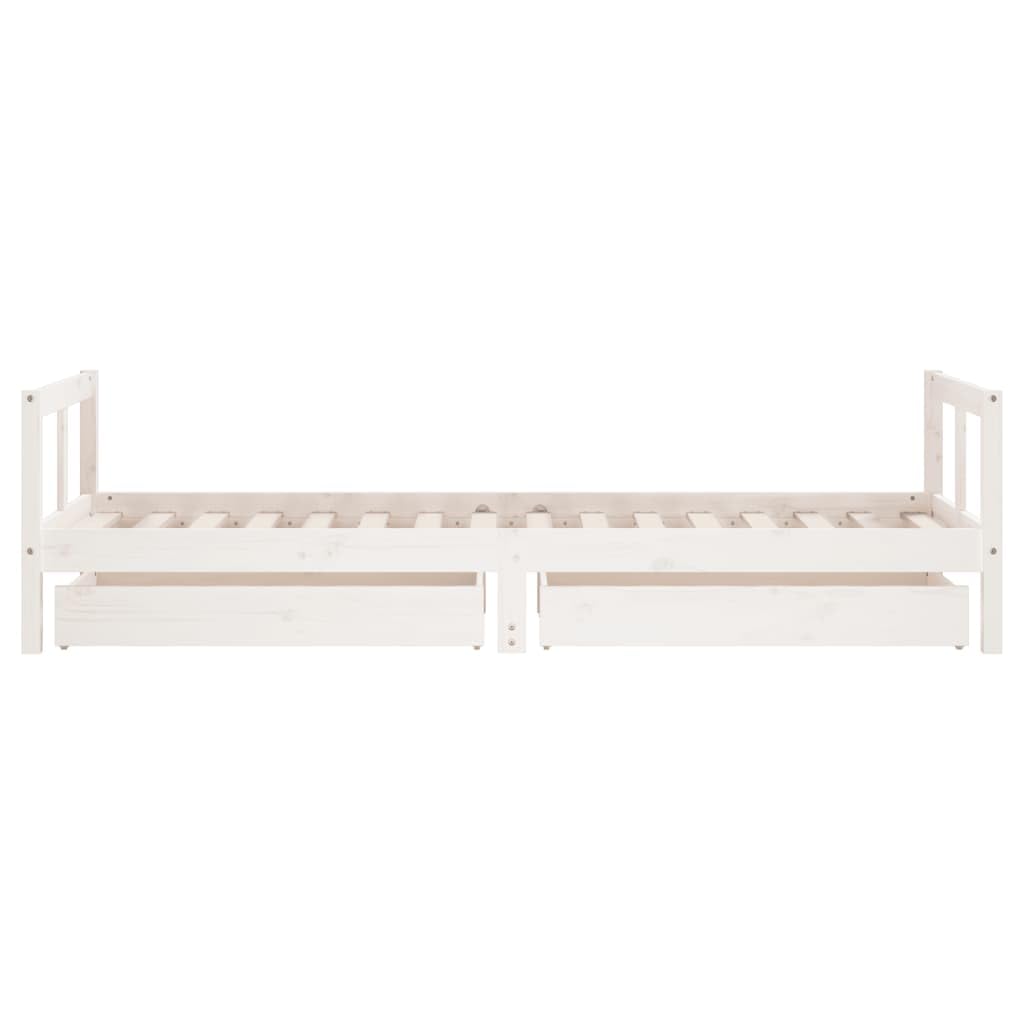 vidaXL Estructura de Cama para Niños con Cajones, Somier Infantil con Cabecero, Marco de Cama, Mueble para Dormitorio, Madera de Pino Blanco 80x200 cm