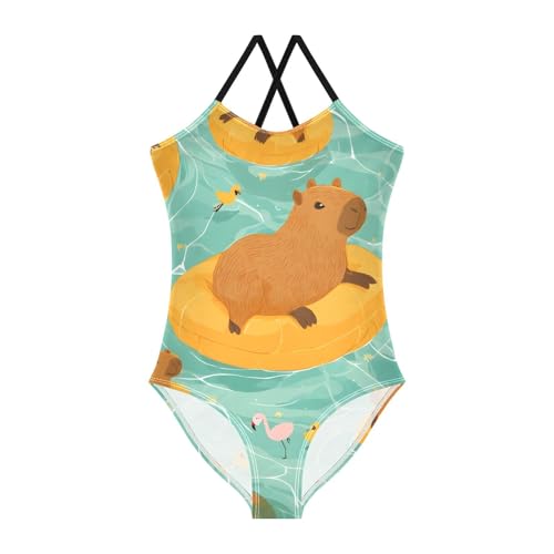 senya Girls Swimsuits Swimming Pool Capibala One-Piece Swimwear Quick Dry Girls Bathing Suits for 3 Years Old