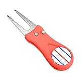 グリーンフォーク ライン入りマーカー付き 折りたたみ式 ゴルフフォーク ディボットツール 修理 持ち運び便利 ゴルフ 用品 アクセサリー １個 AM220905 (オレンジ)