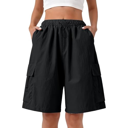 Short d'été pour la randonnée pour femme coupe cargo longueur genou en tissu technique