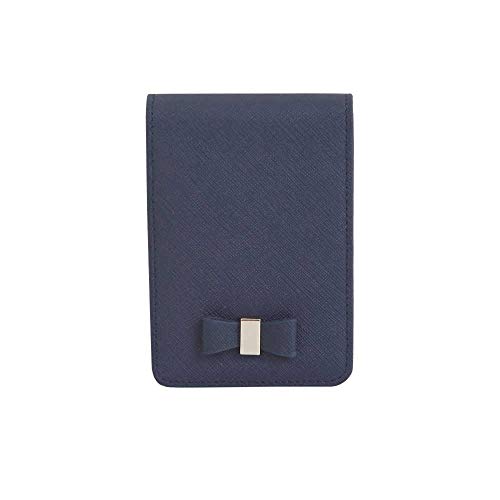 JNJSTELLA Genuine Leather Cigarette & Lighter Case Cosmetic Pouch with Mirror Navy