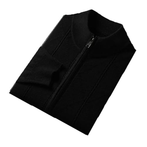 Men 100 Percent Wool Men Knit Zipper Down Sweater Thick Mock Neck Cardigan Sweater