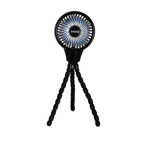 Nuby Oscillating Stroller Fan with Adjustable Legs - 3-Speed Portable Fan for Car Seats and Play Yards - Stroller Accessories - Summer Travel Essentials - Black