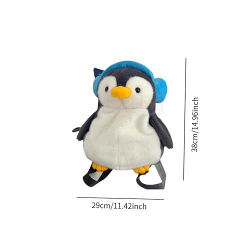 Sac à dos pingouin en peluche avec casque intégré pour femme
