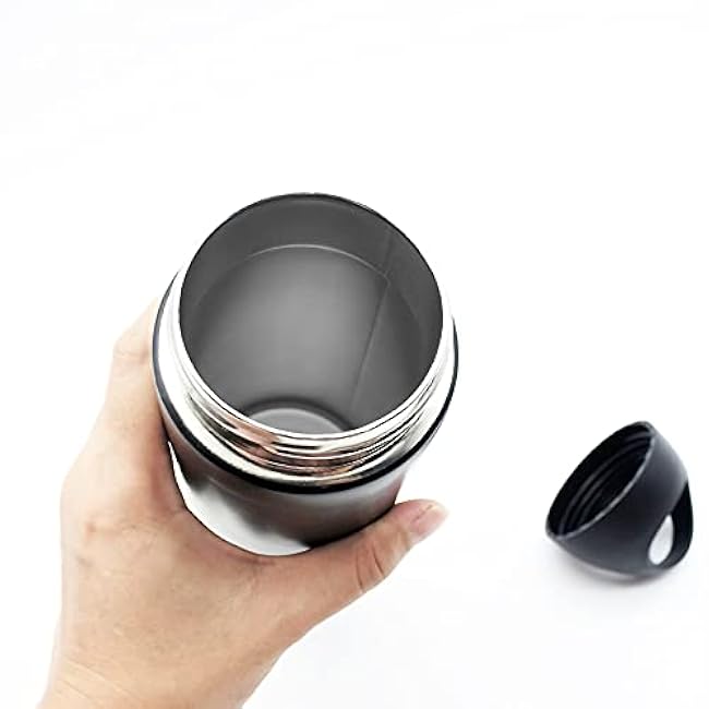 2-in-1 Smart Double-Wall Vacuum-Insulated Stainless Steel Water Bottle and Bluetooth Speaker with Rechargeable Battery,15 oz, Great Gift (Black) V-B063B