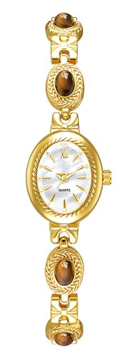 Montre étanche pour femme avec perles et grand cadran ovale chic
